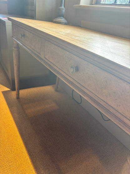 Graham and Green Oak Desk with Patterned Inlays