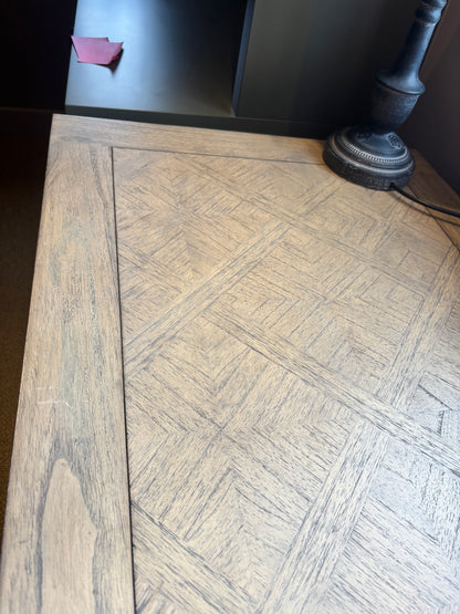 Graham and Green Oak Desk with Patterned Inlays