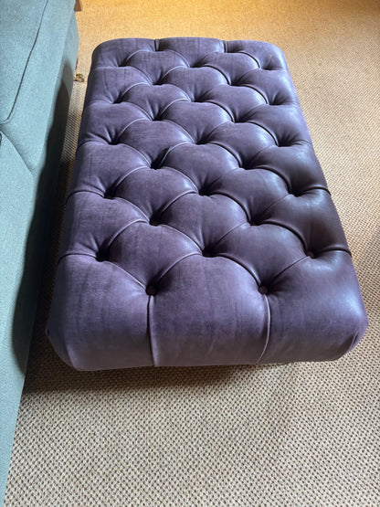 The House Upstairs Purple leather Ottoman Stool