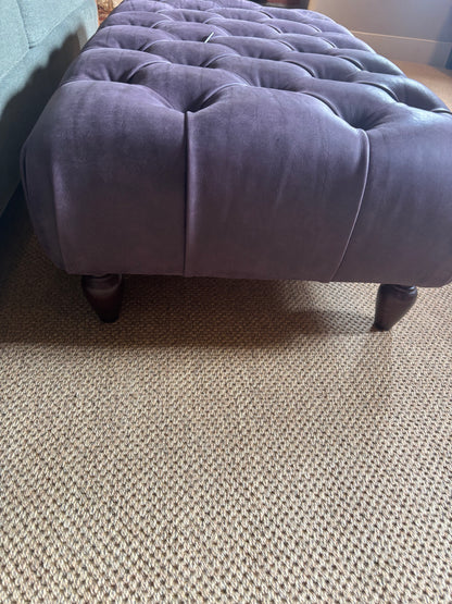The House Upstairs Purple leather Ottoman Stool