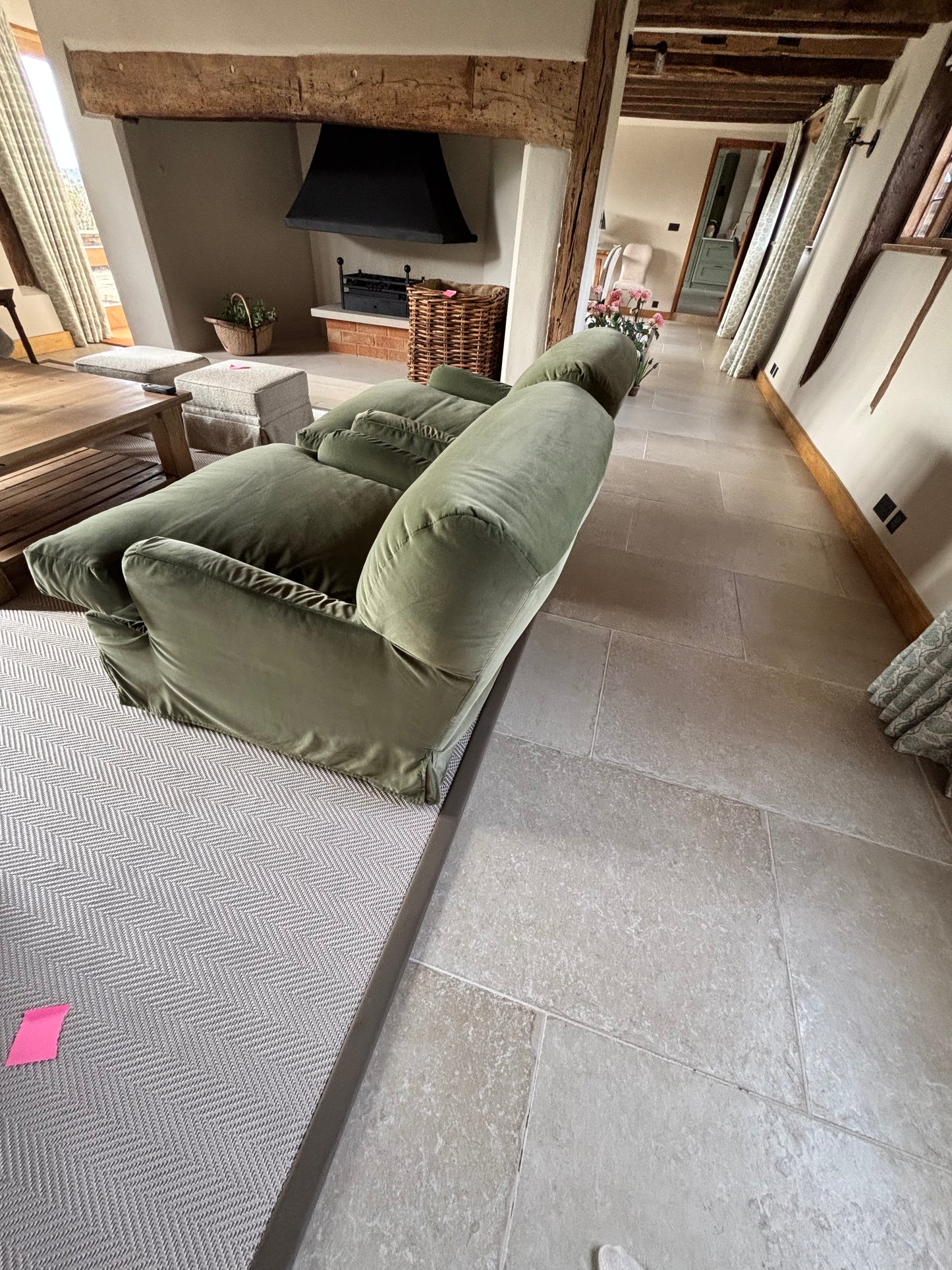 Cream Chevron Rug with brown edging