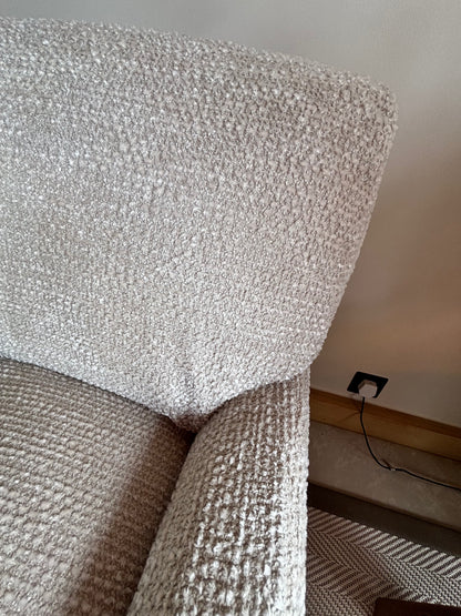 Andrew Martin Cream Chenile Sofa and Footstall - Brand New