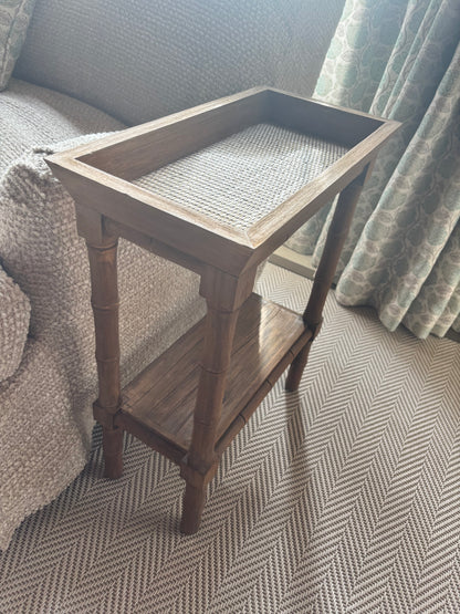 Oka Pair of sofa side tables with texture inlay