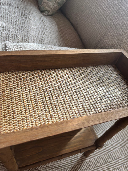 Oka Pair of sofa side tables with texture inlay