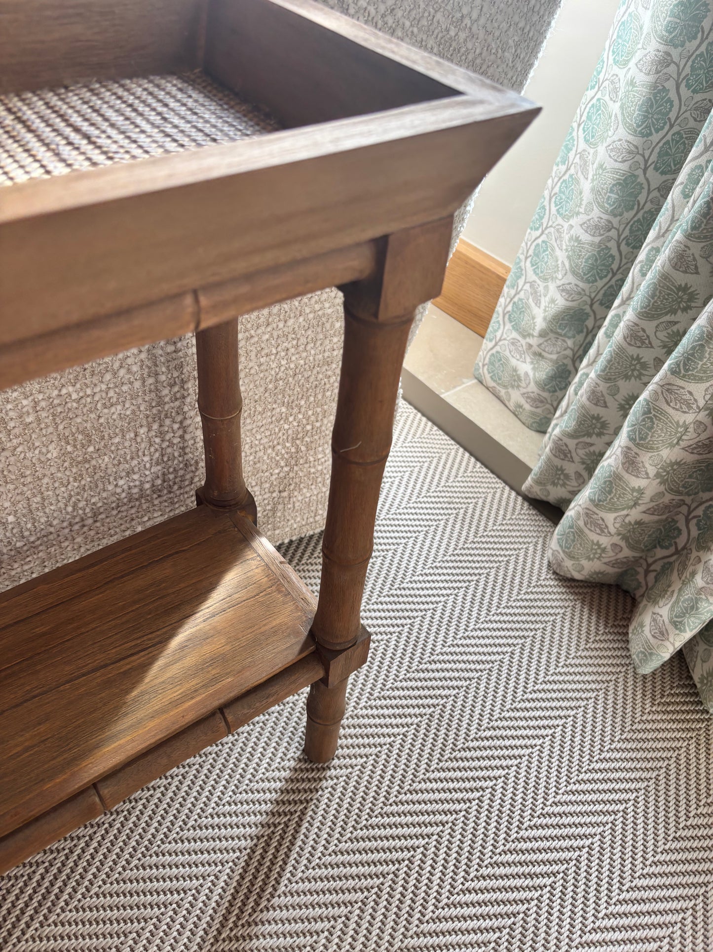 Oka Pair of sofa side tables with texture inlay