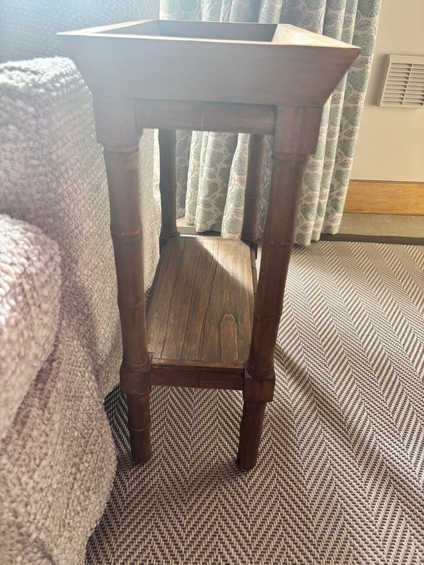 Oka Pair of sofa side tables with texture inlay