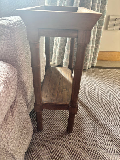 Oka Pair of sofa side tables with texture inlay