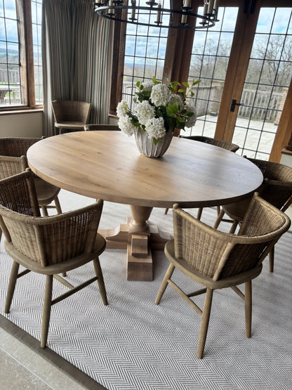 8 Oka Wood & Cane Dining Chairs