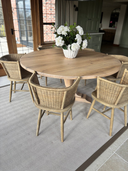 8 Oka Wood & Cane Dining Chairs