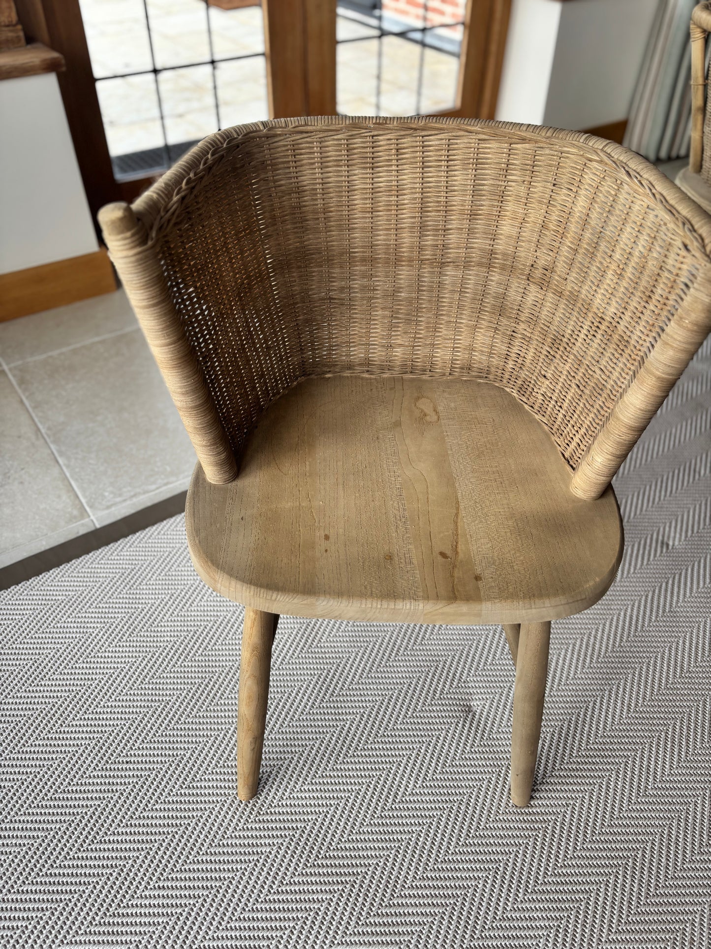 8 Oka Wood & Cane Dining Chairs