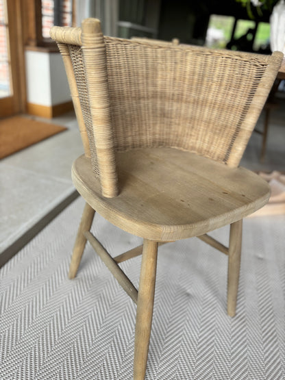 8 Oka Wood & Cane Dining Chairs