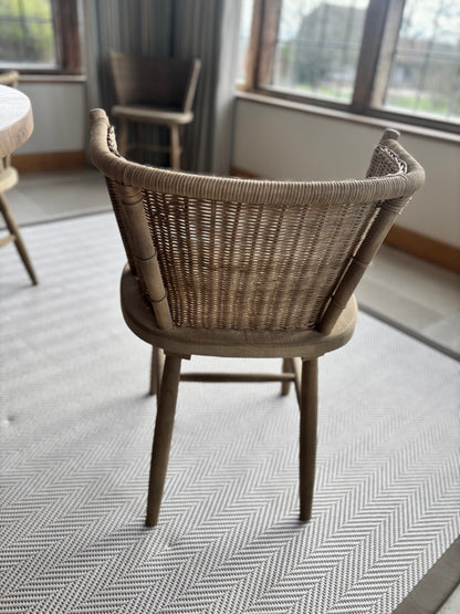 8 Oka Wood & Cane Dining Chairs