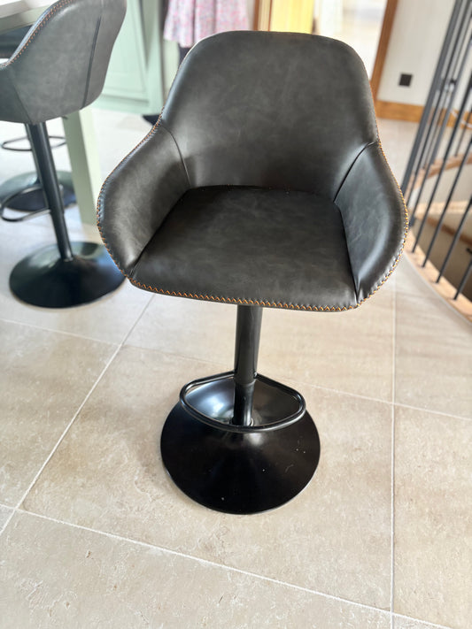 4 Brand New Brown Leather, Gas Lift Bar Stools