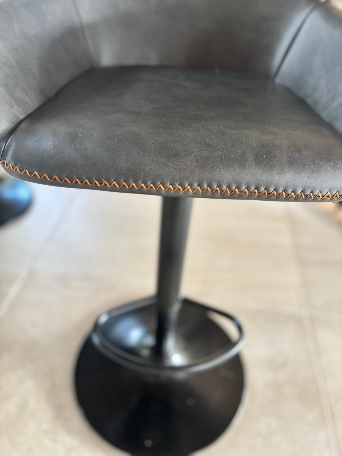 4 Brand New Brown Leather, Gas Lift Bar Stools