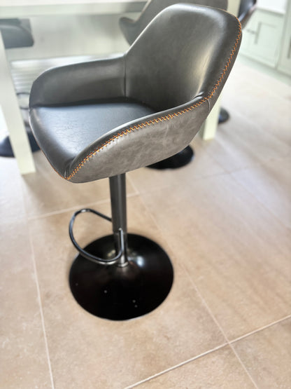 4 Brand New Brown Leather, Gas Lift Bar Stools