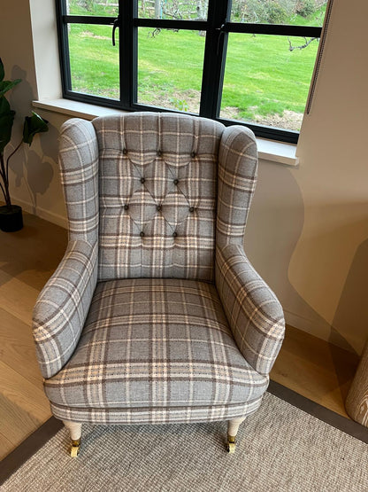 Chelsea Upholstery Tartan Upholstered and Leather Armchair