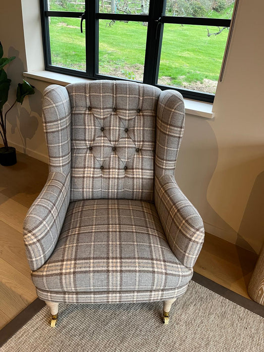 Chelsea Upholstery Tartan Upholstered and Leather Armchair