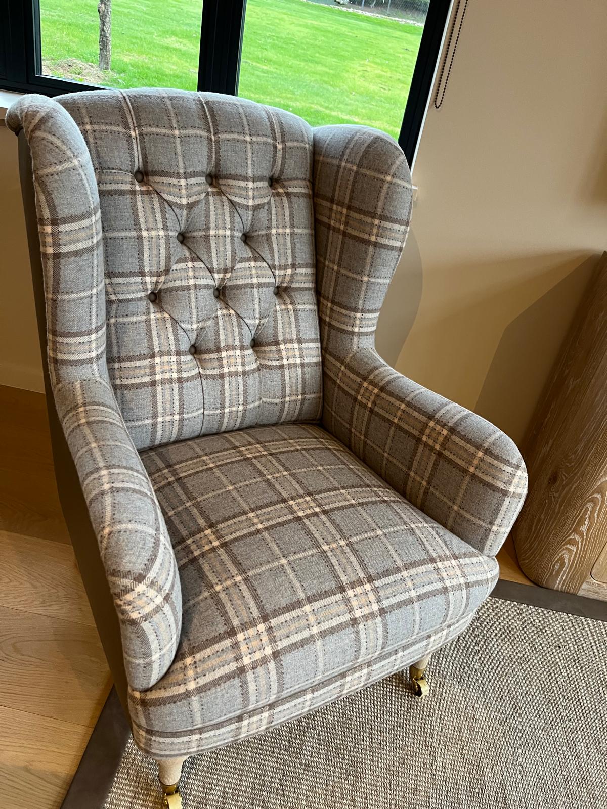 Chelsea Upholstery Tartan Upholstered and Leather Armchair
