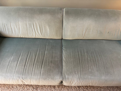 Heal's Duck Egg Three Seater Velvet Sofa