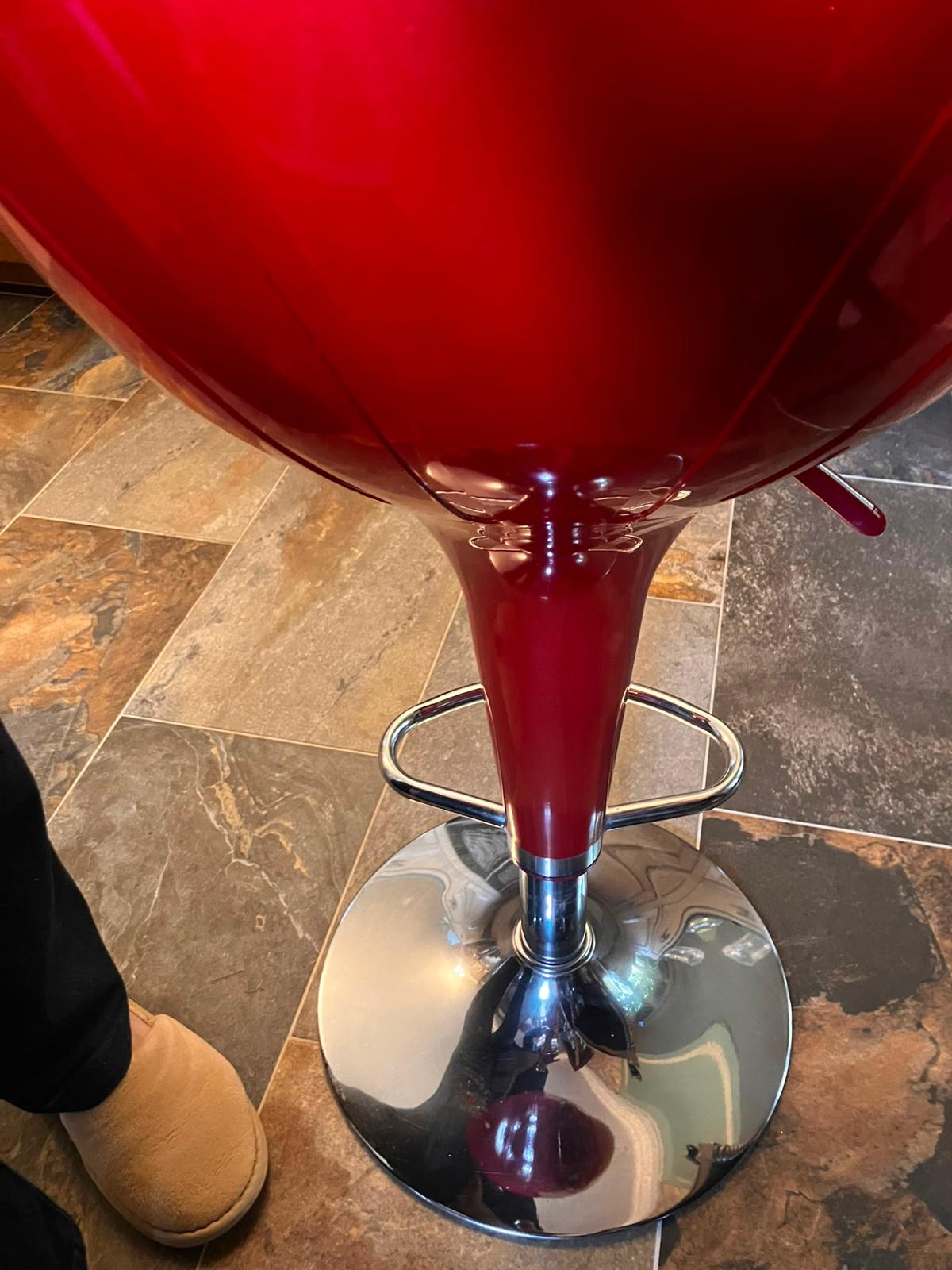 Pair Red Bar Stools