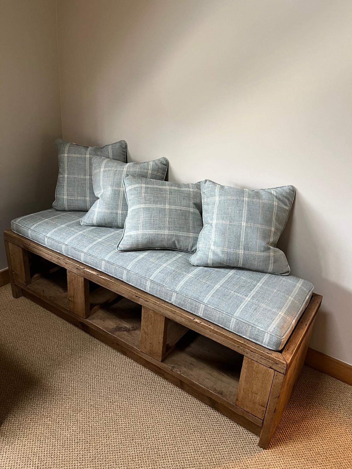 Oak Bench and Cushions