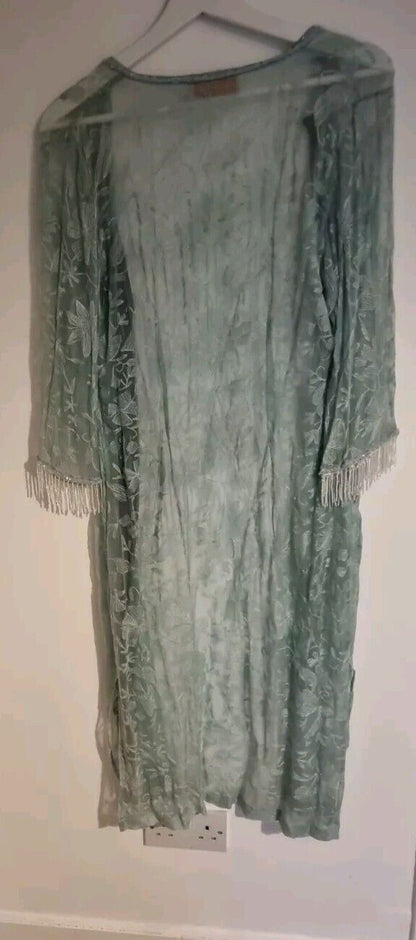Nina Morris Women's Pale Green  Lace Sheer House Coat One Size