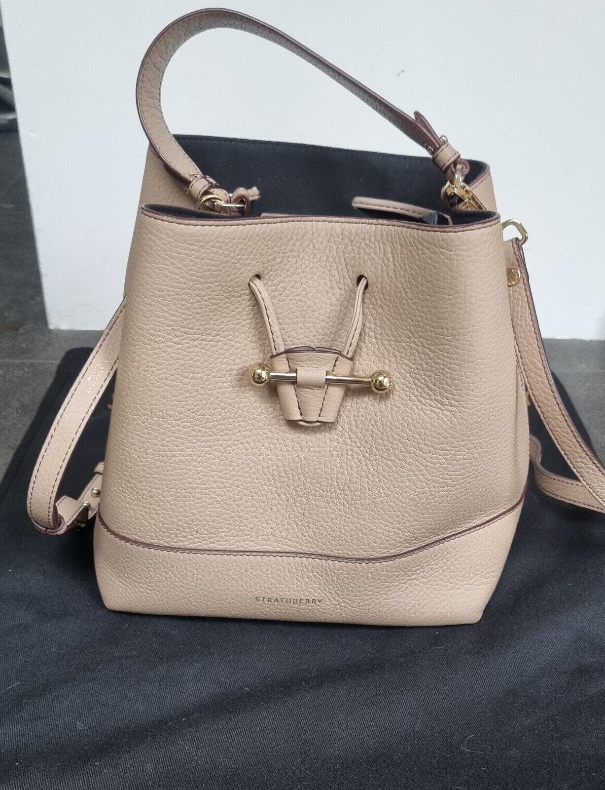 Strathberry Women's Oat Colour Leather Handbag With Gold Colour Trim