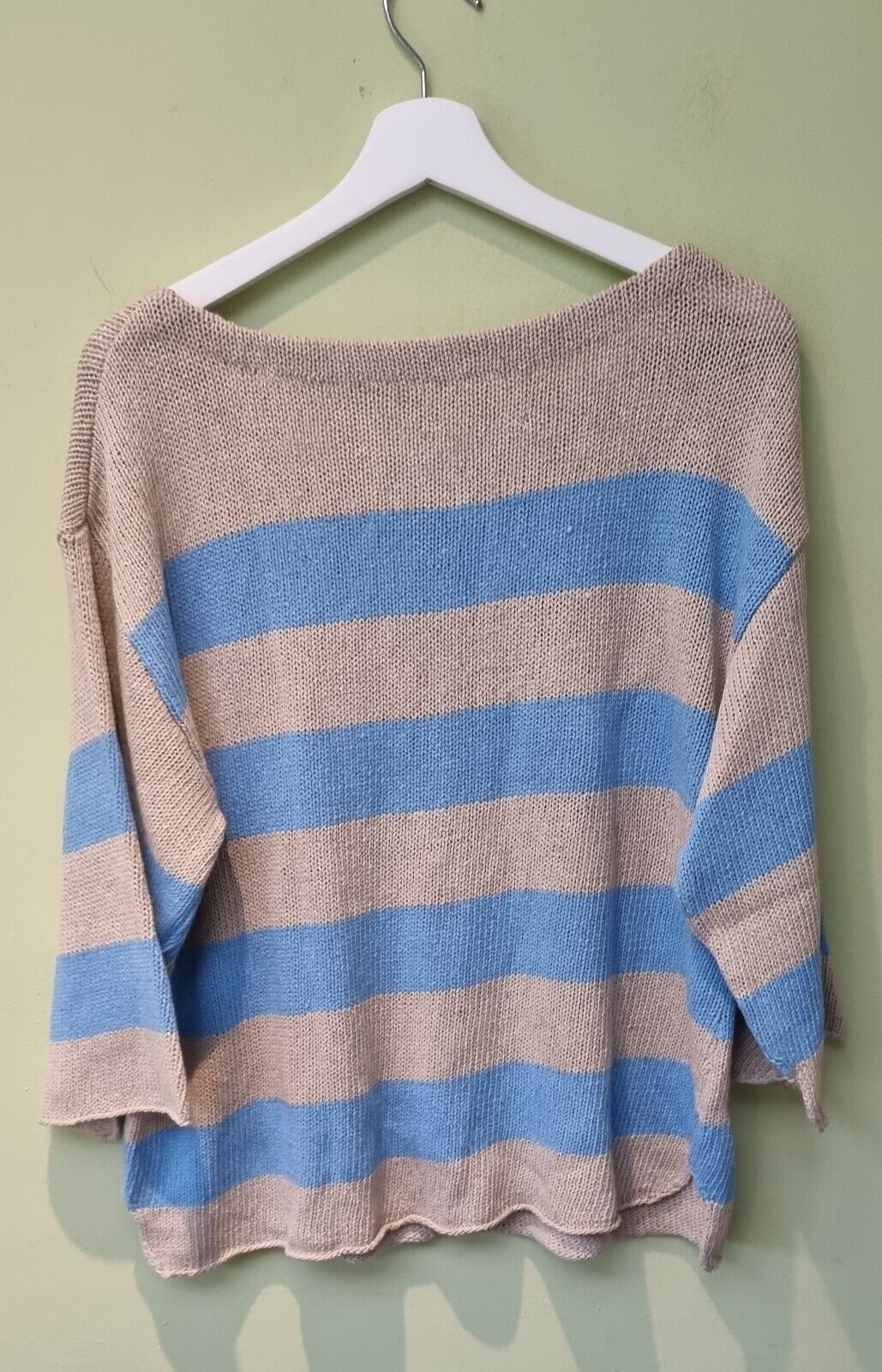 Malene Birger Women's Linen Mix Stripy Blue Jumper Size  XL