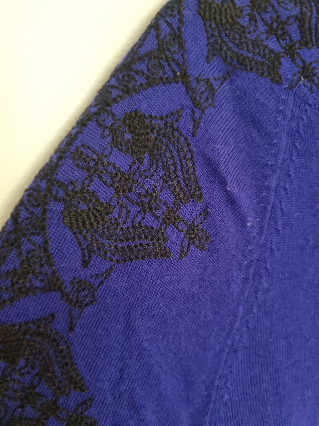 J Crew Women's Blue With Embroidered Detail Jumper Size Small