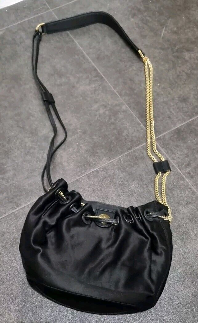 Diane Von Furstenberg Women's Black Pouch Evening Bag With Gold Chain Strap