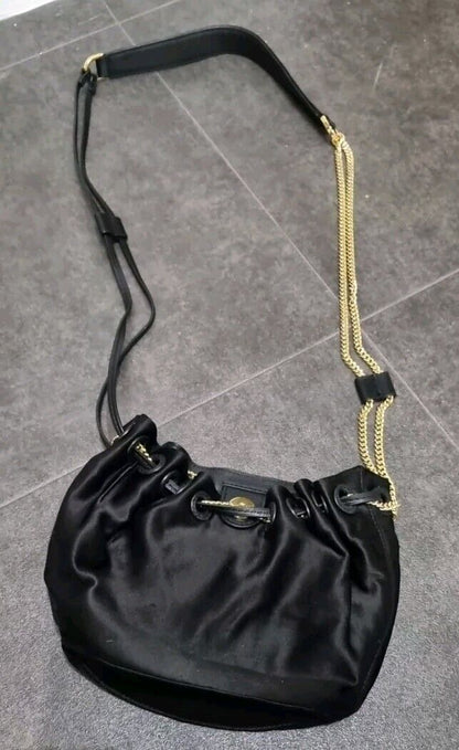 Diane Von Furstenberg Women's Black Pouch Evening Bag With Gold Chain Strap