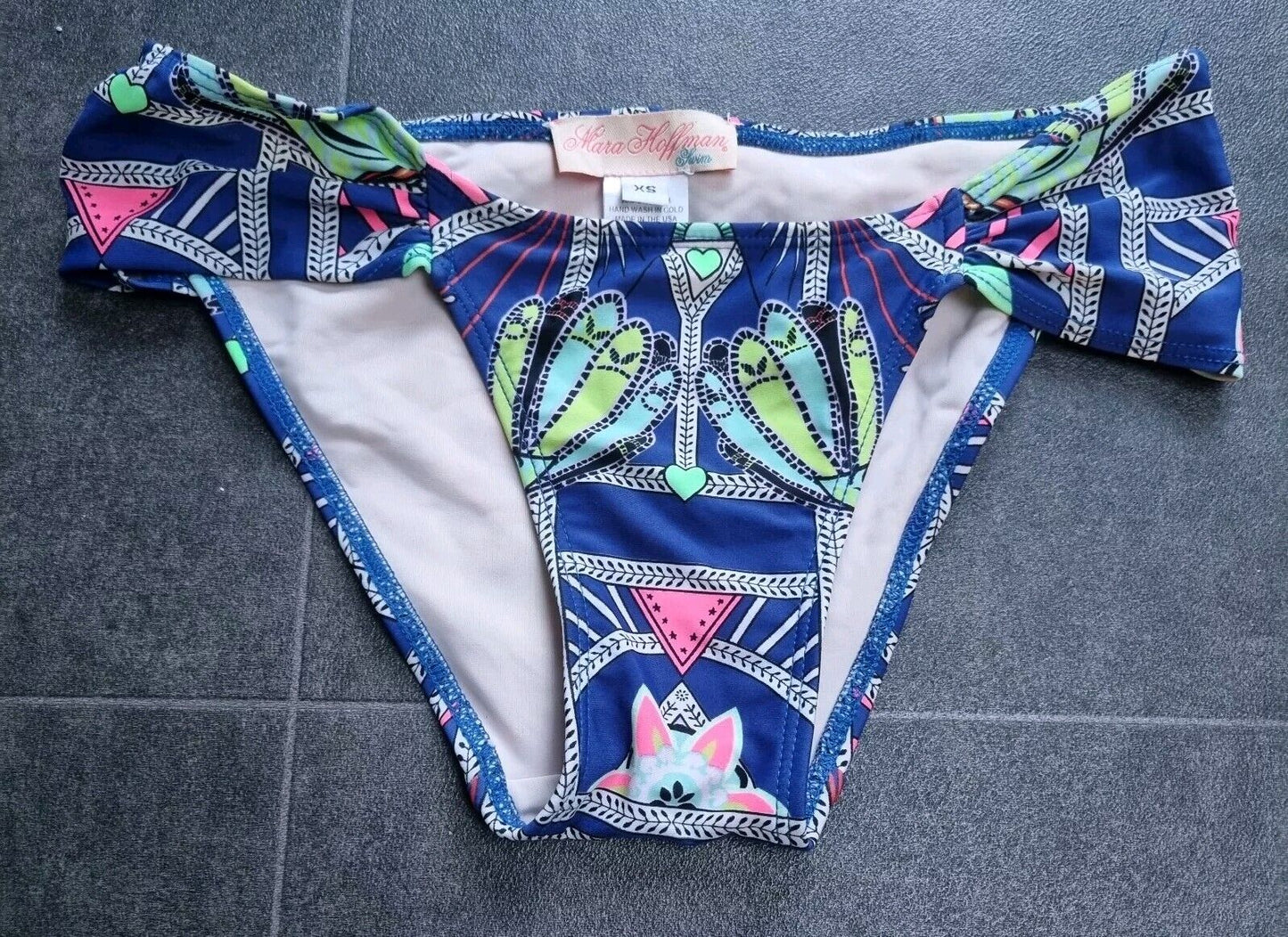 Mara Hoffman Women's 2 Piece Blue Multicoloured  Detachable Strap Bikini Size XS