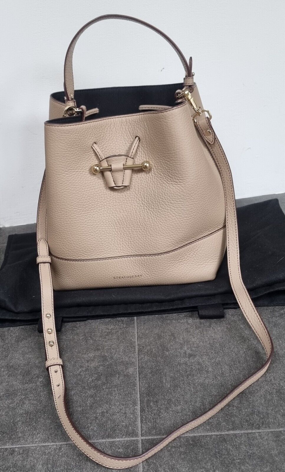 Strathberry Women's Oat Colour Leather Handbag With Gold Colour Trim