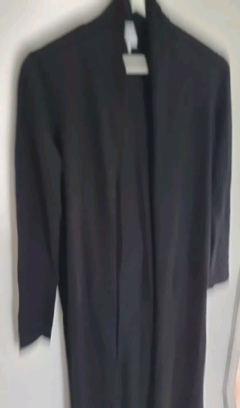 TSE Women's Black 100% Cashmere Fine Knit Longline Cardigan Housecoat Size XS