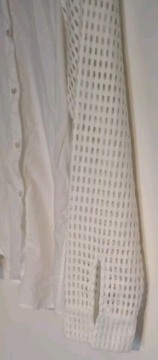 Paul Smith Women's White Long Sleeved Blouse With Holed Sleeves Size 48