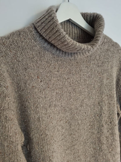 Joseph Women's Dark Beige Rollneck 80% Lambswool Pullover Jumper Size Large