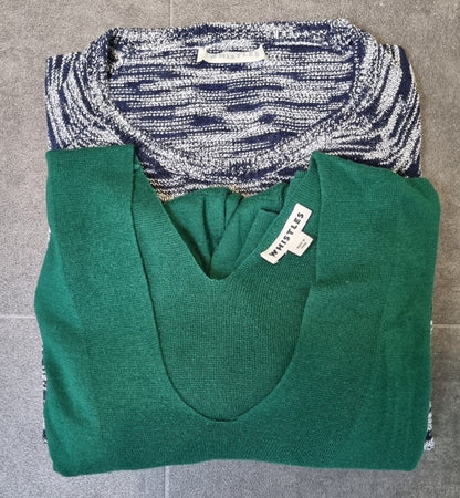 2 X Whistles Women's Pullovers, Jumpers Bundle One Blue, One Green Size 16 / L