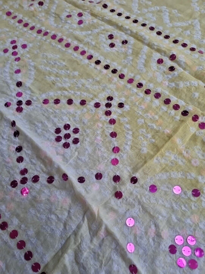 BNWT Vintage Juliette Dunn Sarong Yellow With Shell Tassled And Pink Sequins