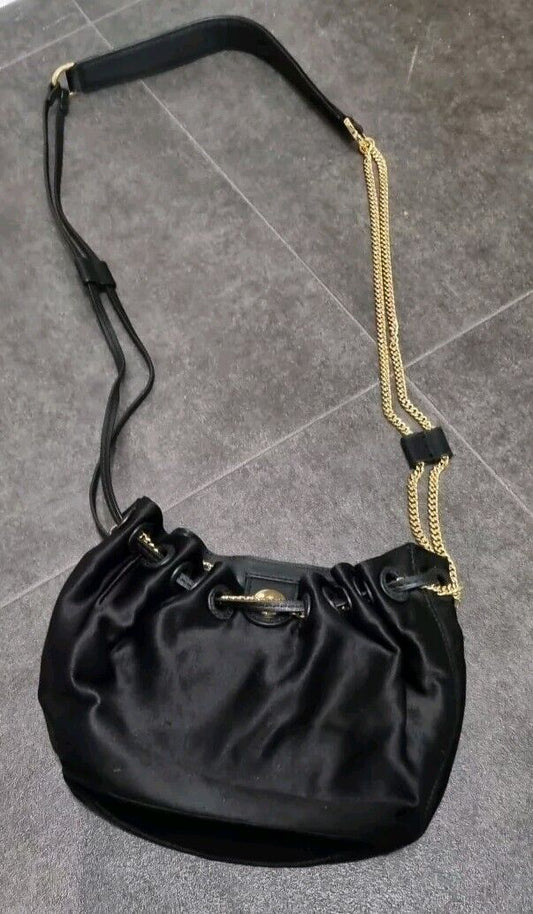 Diane Von Furstenberg Women's Black Pouch Evening Bag With Gold Chain Strap
