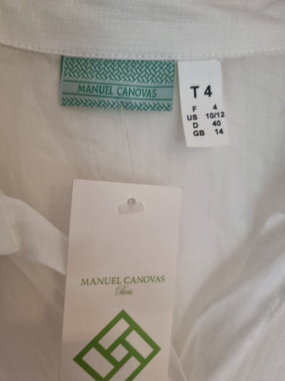 BNWT Manuel Canovas 100% Cotton Women's Kaftan Beach Buttoned Cover Up Size 14