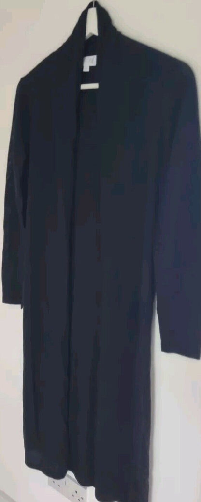 TSE Women's Black 100% Cashmere Fine Knit Longline Cardigan Housecoat Size XS