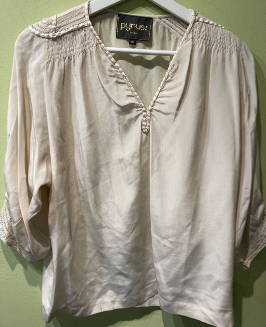 Pyrus  Women's 100% Silk Off White Blouse Size XS