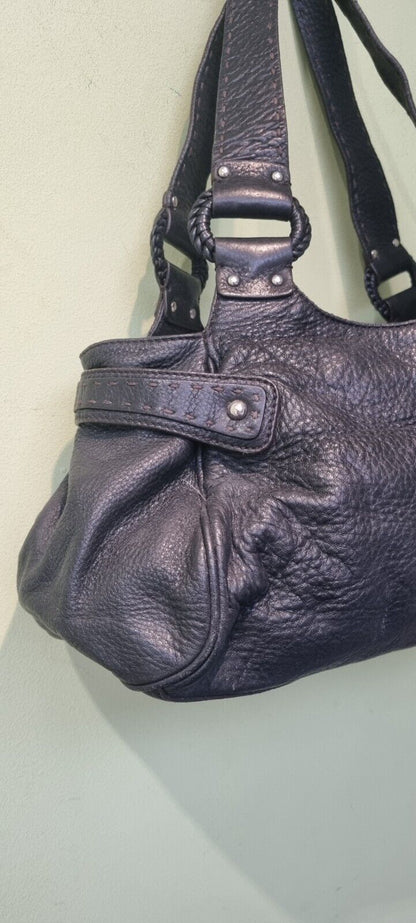 Cole Haan Black Pebble Leather  Handbag with Stitching Detail