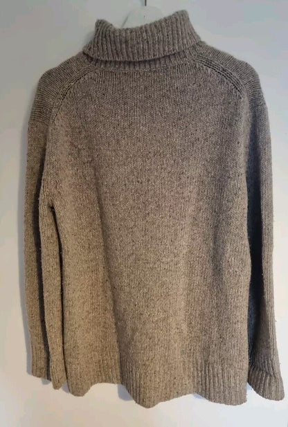 Joseph Women's Dark Beige Rollneck 80% Lambswool Pullover Jumper Size Large