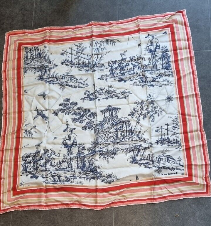 Cacharel Women's Square 100% Silk Japanese Design Scarf