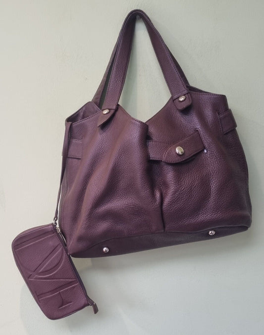Diane Von Furstenberg Brown Leather Tote Bag With Attached Purse