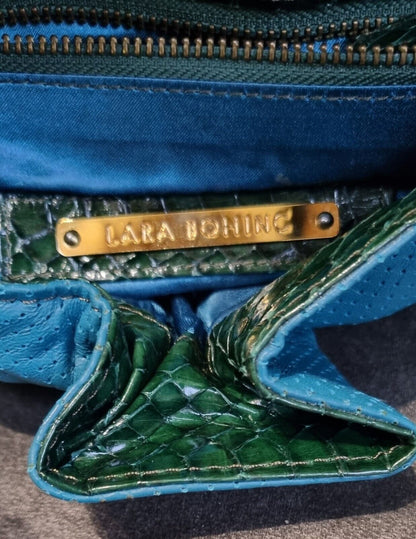 Lara Bohinc Designer Blue Leather And Gold Clutch Bag With Logo Dust Bag