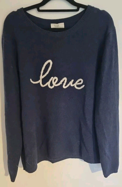 Hush Women's Navy Blue "Love" Logo Jumper Pullover Size M