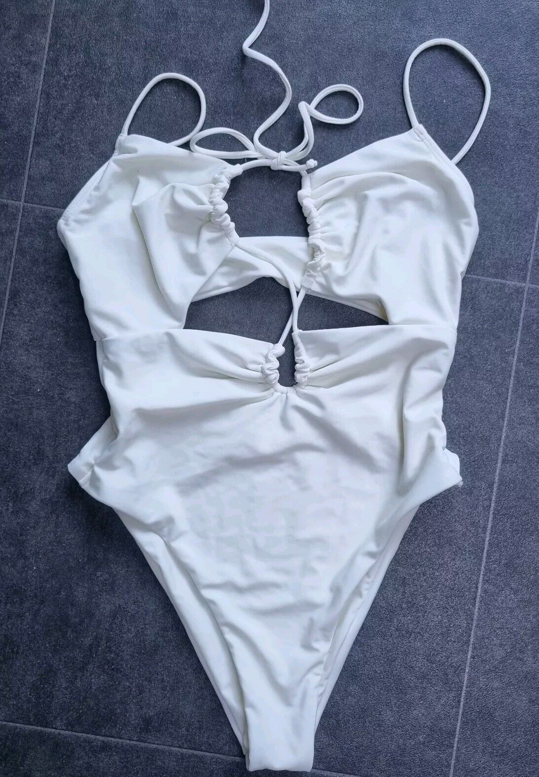 Devon Windsor Ivory Women's Tied One Piece Swimsuit XS