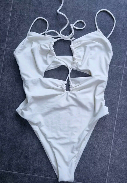 Devon Windsor Ivory Women's Tied One Piece Swimsuit XS